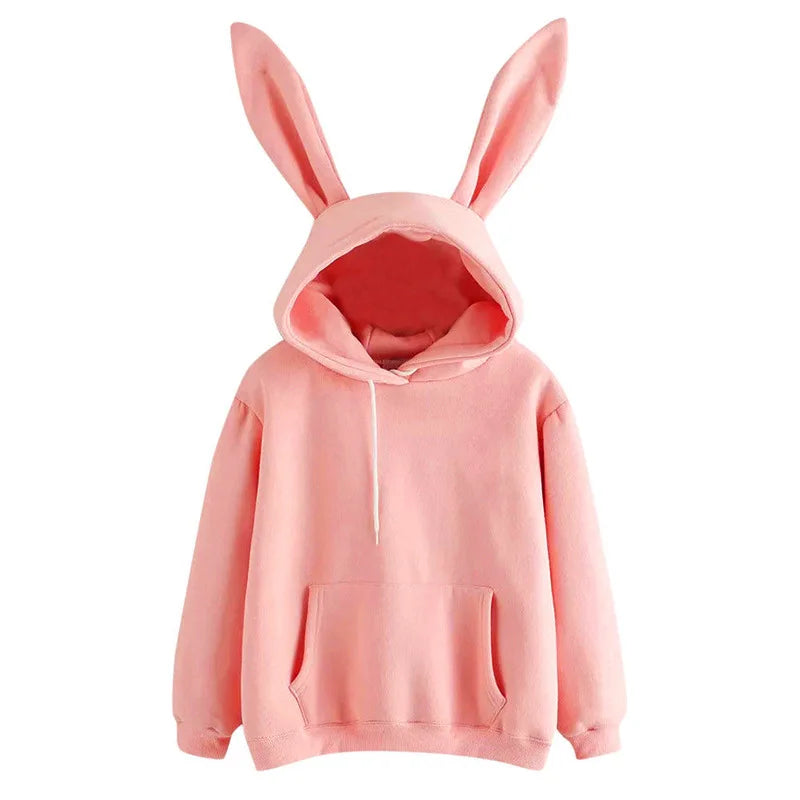 Hooded rabbit hoodie loose casual top coat