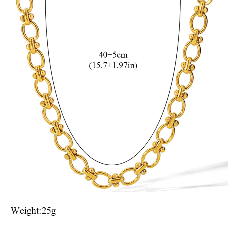 316L Stainless Steel Metal Chain 18K Gold Plated Neck Chain Waterproof Necklace