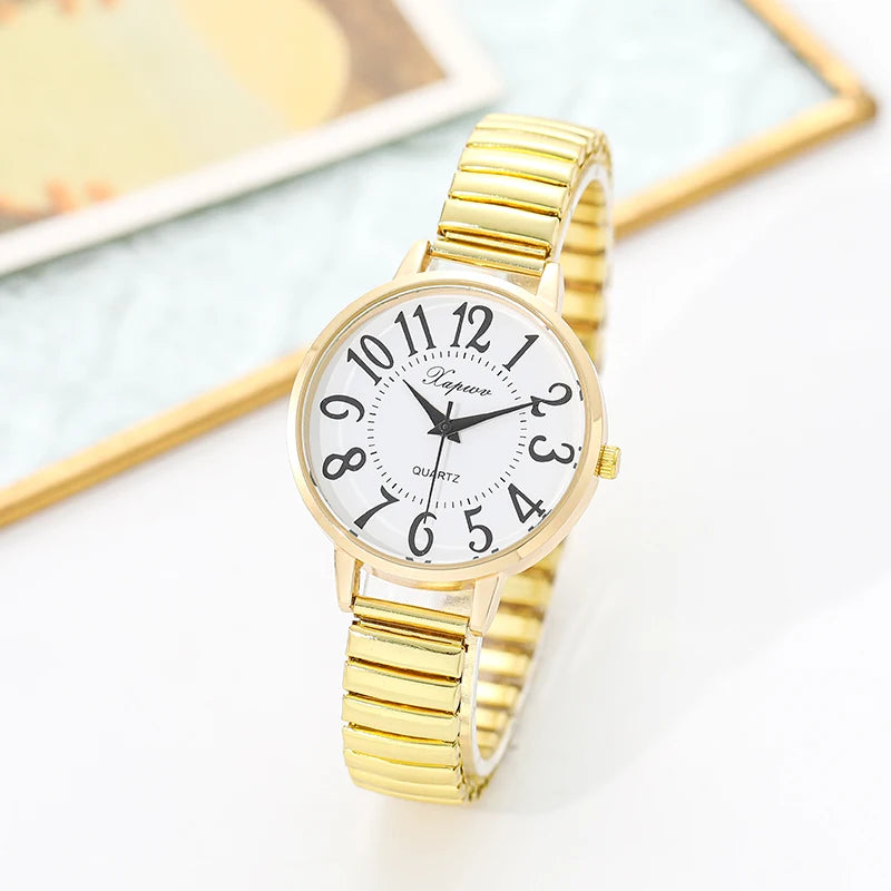 Casual Quartz Arabic Large Number Elastic Watch
