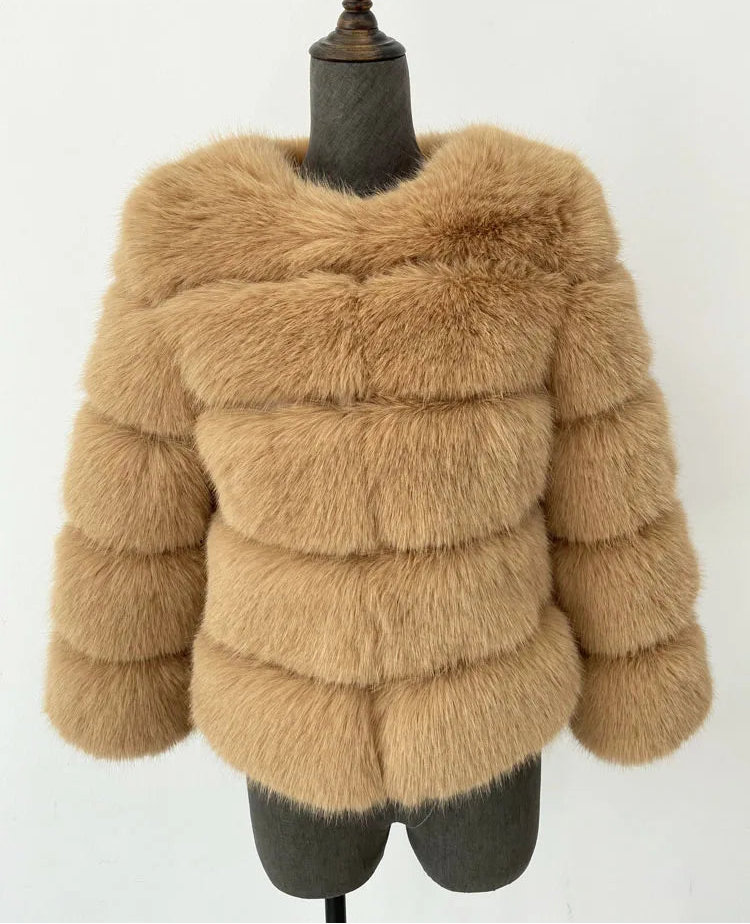 Chaqueta de piel sintética esponjosa de visón