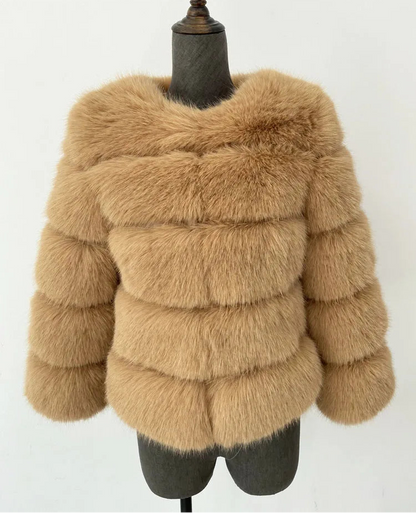 Chaqueta de piel sintética esponjosa de visón