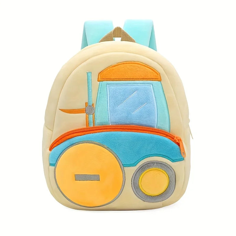 Cartoon Plush Kid Backpack Engineering Vehicles Kindergarten Schoolbag