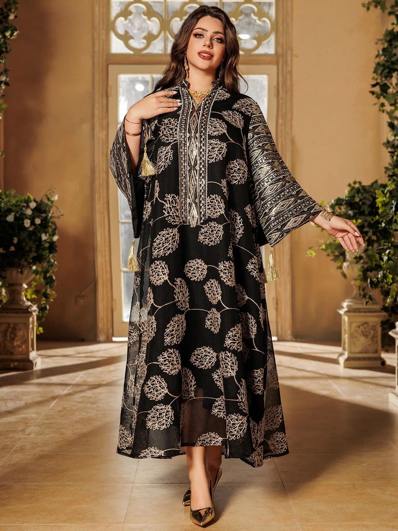 Red Islamic with Gold Detailing Ideal Abayas