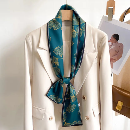 50 Color Silk Feel Scarf Luxury Long Narrow Small Silk Scarves Shawl