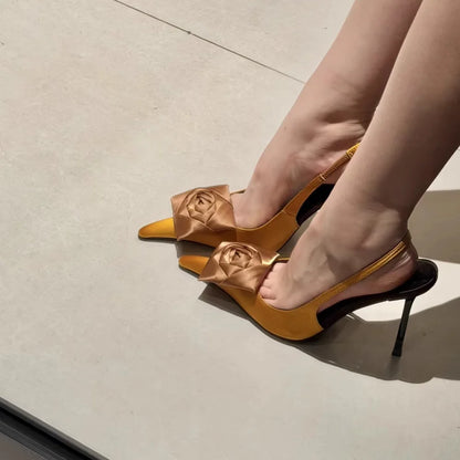 Pointed Flower Stiletto Back Trip Sexy High Heels Sandals