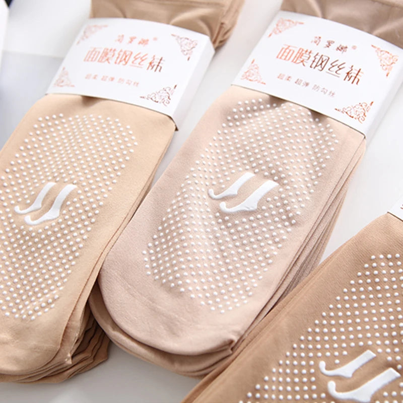 Ultra-thin Breathable Non-slip Transparent Elastic Crystal Silk Socks
