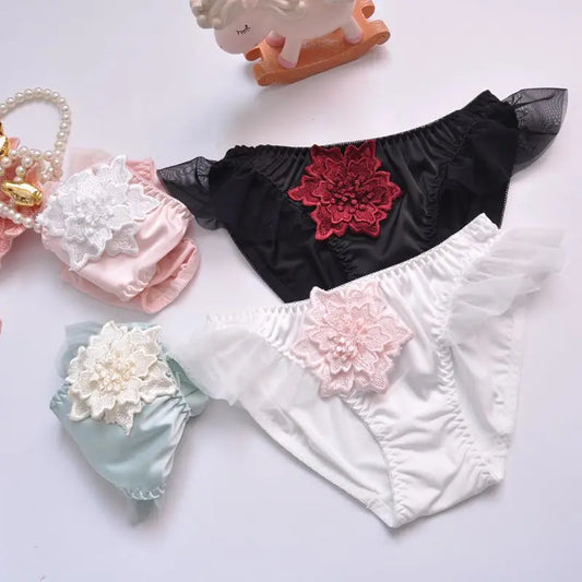 Flower Milk Silk High Elasticity Seamless Cute Lovely Sweety Mesh Underwear