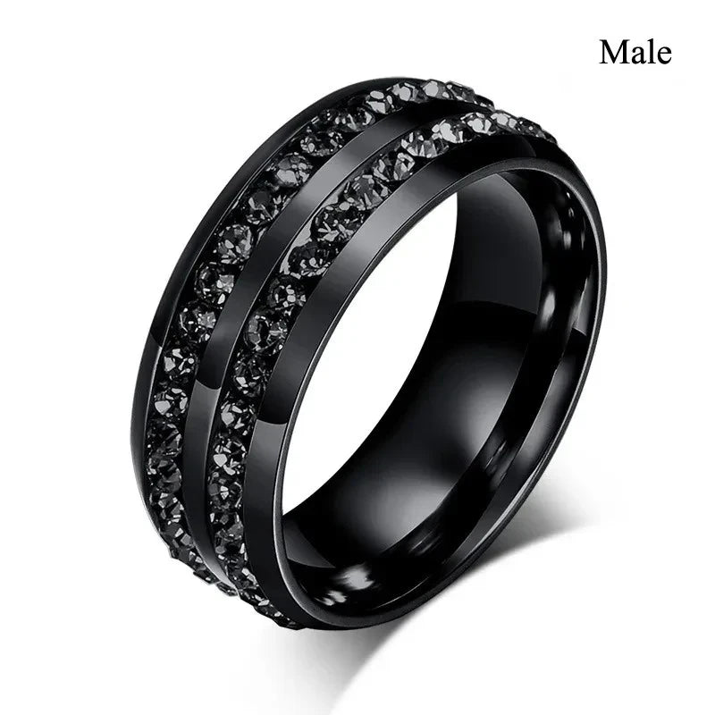Charm Couple Romantic Purple Rhinestones CZ Rings Set