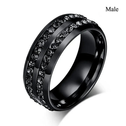 Charm Couple Romantic Purple Rhinestones CZ Rings Set