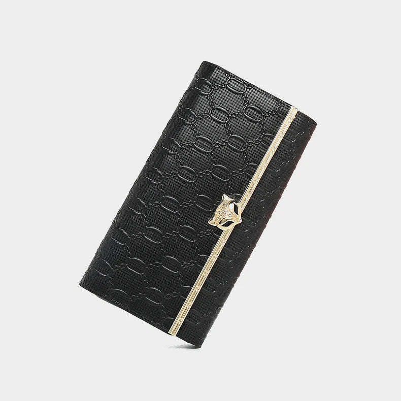 Split Leather Long Wallet Clutch Bag