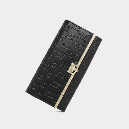 Split Leather Long Wallet Clutch Bag