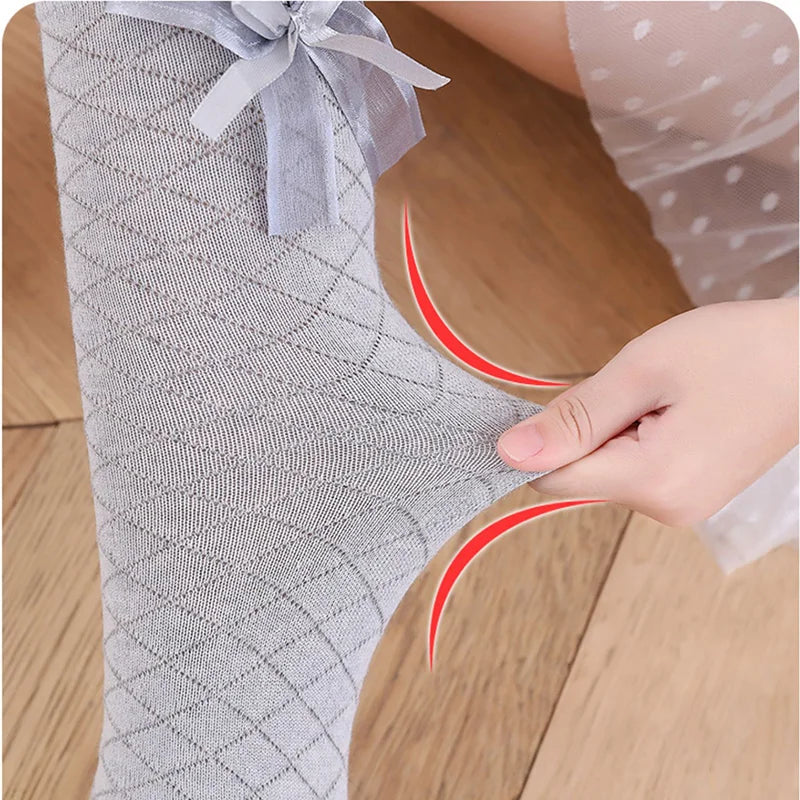 Knee High Golf Cotton Bow Long Stitch Sock