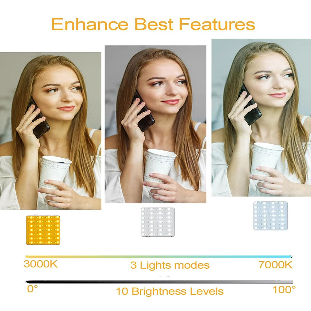 Portable LED Selfie Fill Light for iPhone Samsung iPad Cell Phone Laptop Clip Ring Flash Fill Lamp