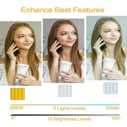 Portable LED Selfie Fill Light for iPhone Samsung iPad Cell Phone Laptop Clip Ring Flash Fill Lamp