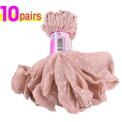 Silk Transparent Dot Lace Short Socks