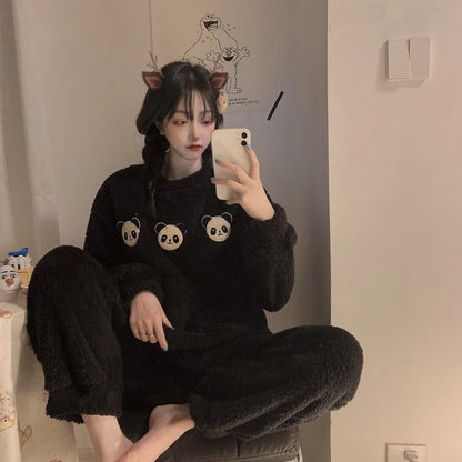 Fleece Thick Warm Pajamas Set