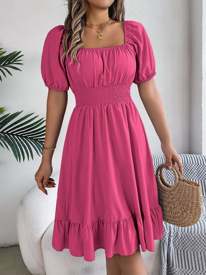 Puff Sleeve Square Neck Dress