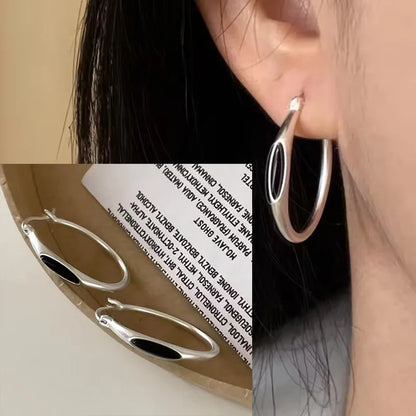 925 Sterling Silver Frosting Hoop Crossing Line Hollow Out Earrings