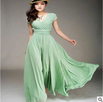 Short-Sleeved Chiffon Evening Dress