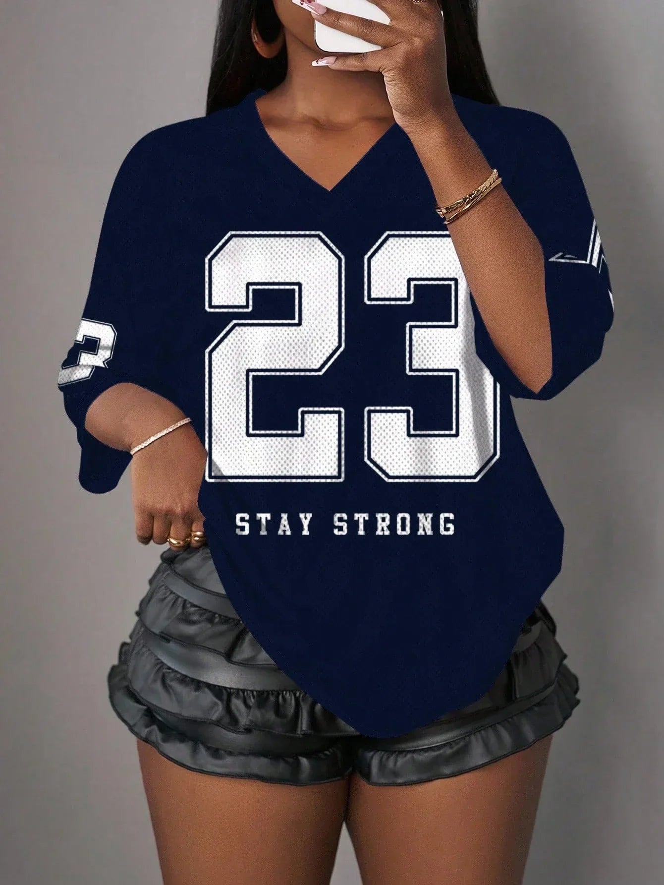  Casual Minimalist Letter NO.23 Graphic T-Shirt