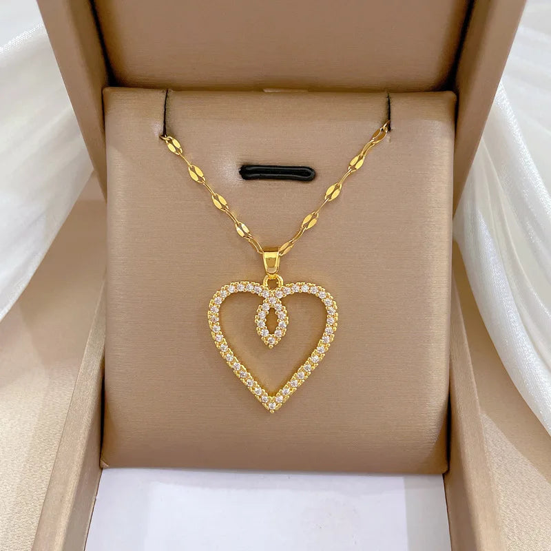 Heart Stainless Steel Zirconia Necklaces