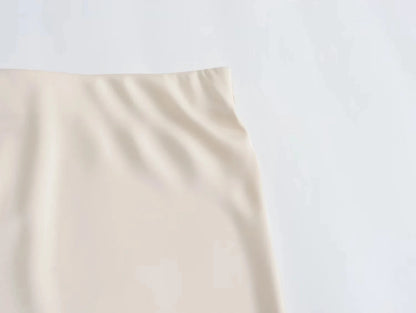 Faldas largas informales de satén de talle alto