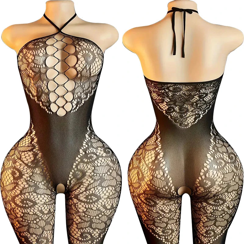 Black Erotic Crotchless Babydoll Sexy Lingerie