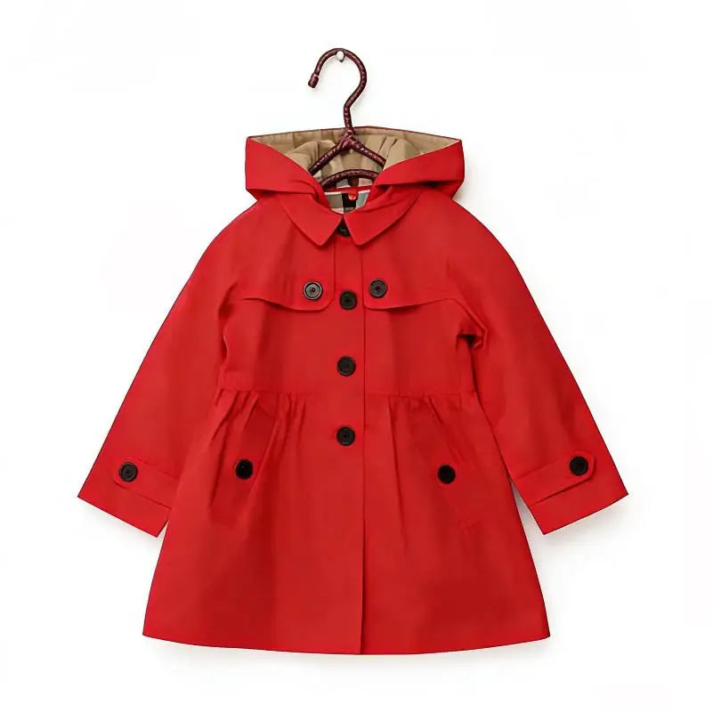 Korean spring and autumn cardigan long casual hooded jacket 2-12Y