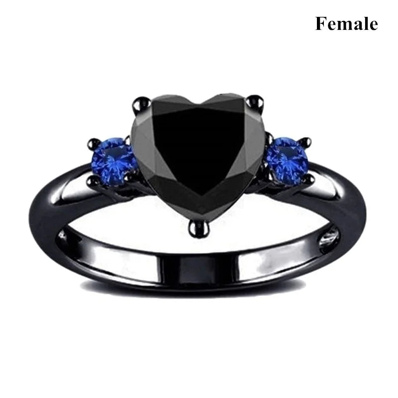 Charm Couple Romantic Purple Rhinestones CZ Rings Set