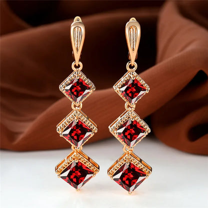 Rose Gold Birthstone Clip Blue Zircon Stone Earrings