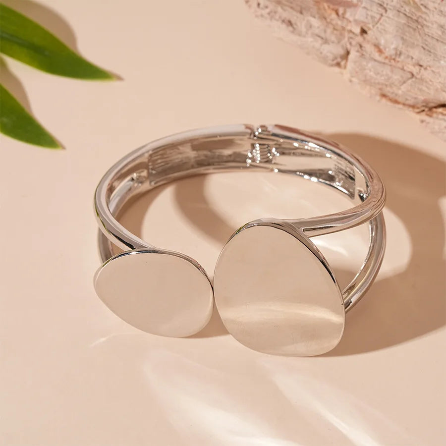 Natural Wooden Square Round Hip Hop  Rivet Beads Wide Bangles Bracelet