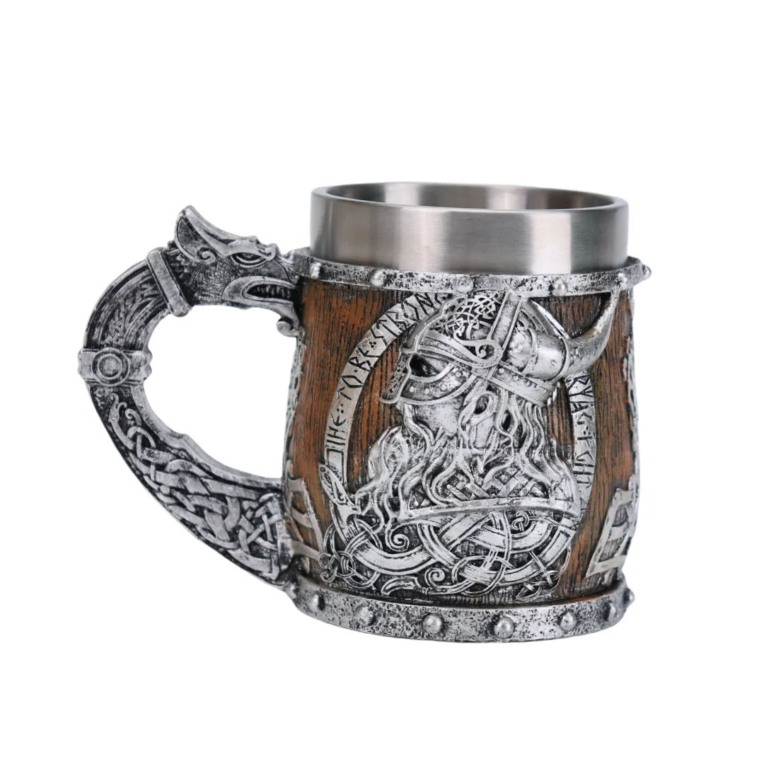 Viking Stainless Steel Nordic Barrel Dragon Boat Beer Mug