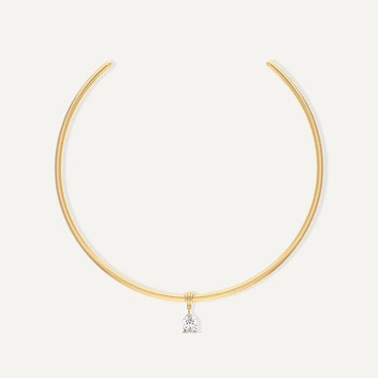 Stainless Steel Water Droplet Zircon Pendant Necklace