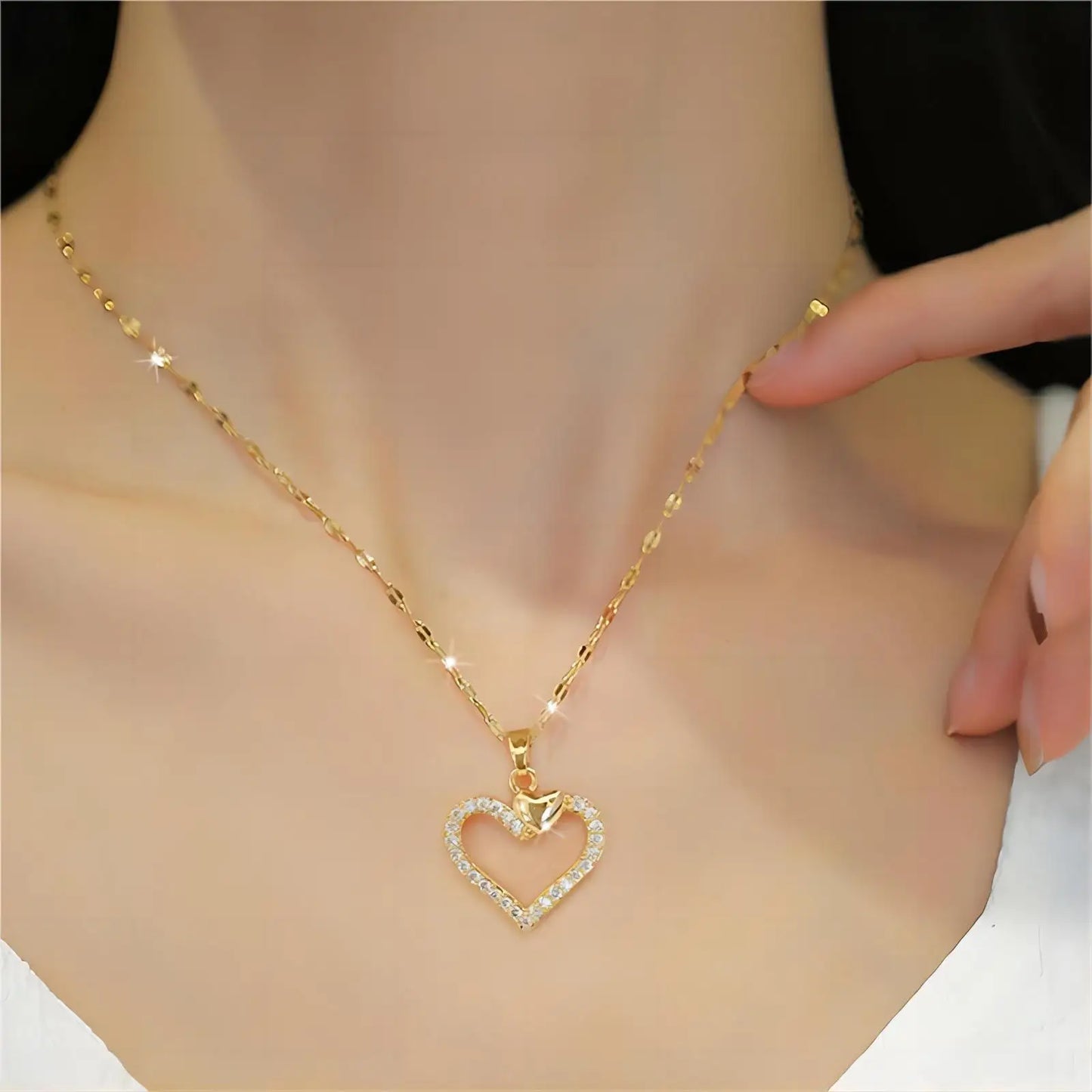 Heart Stainless Steel Zirconia Necklaces