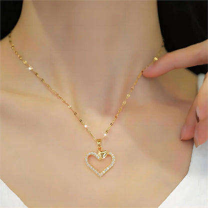 Heart Stainless Steel Zirconia Necklaces