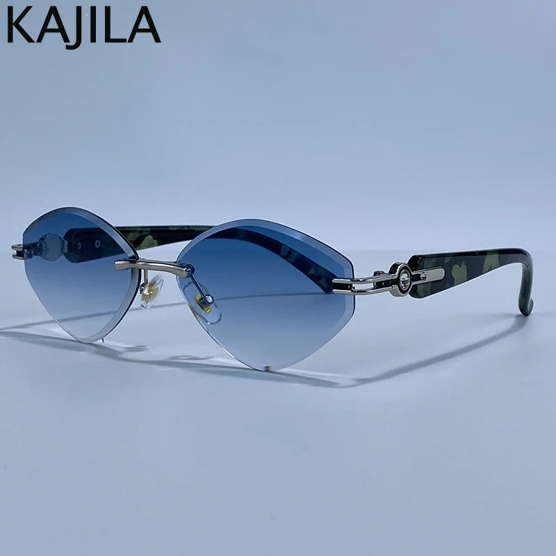 Small Frame Hexagon Rimless Sunglasses