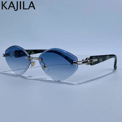 Small Frame Hexagon Rimless Sunglasses