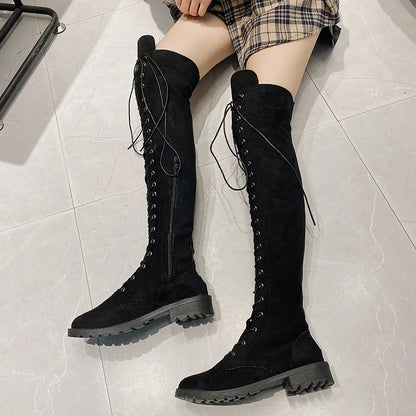 Sexy Thigh High Boots Rome Low Heels Boots