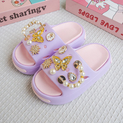 Cartoon Pearl Gold Butterfly Eva Slippers