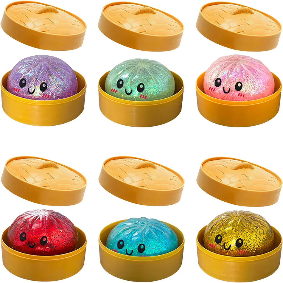 Colorful 6 Styles Glitter Dumpling Glitter Dumpling Squishy Squeeze Toy
