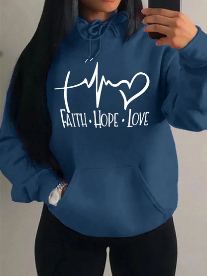 Faith Hope Love Letter Graphic Fleece Pullover