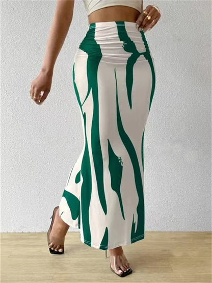 Long High Waist Zebra Slim Fit Fishtail Skirt