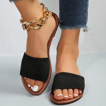 Luxury Flat Open Toe Slippers