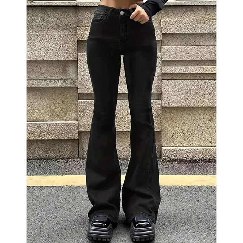 High Waist Flared Jeans Trousers