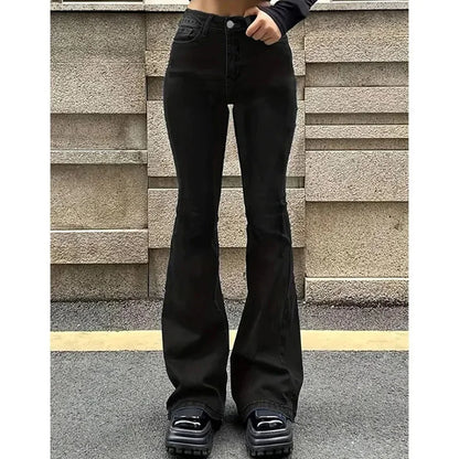 High Waist Flared Jeans Trousers