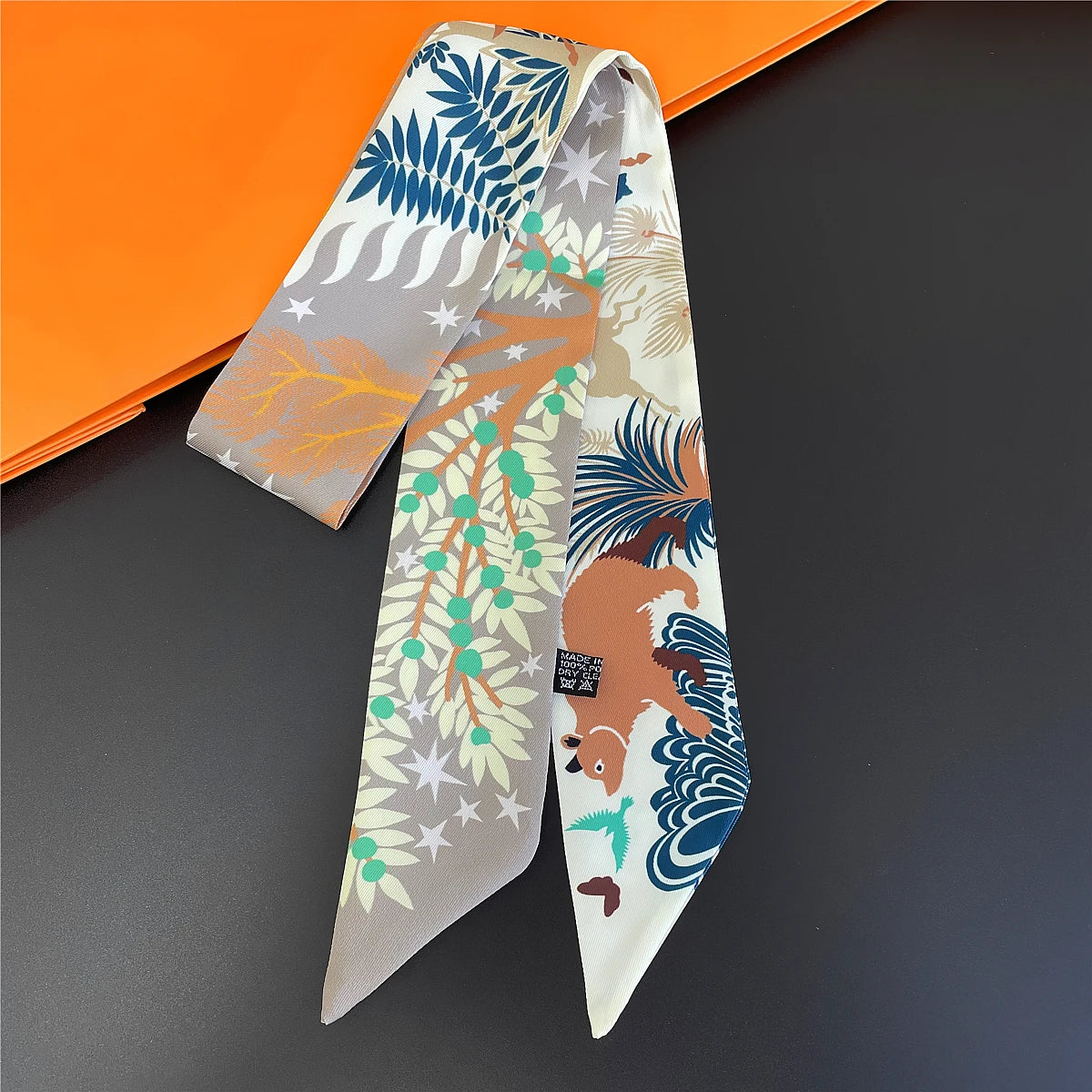 Zebra In Flowers Scarf Luxury Silk Scarf Hair Headband Foulard Skinny Scarves