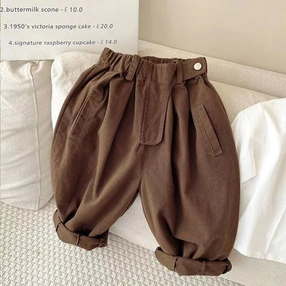 Autumn Casual Girls Loose Radish Cotton High Waist Pants