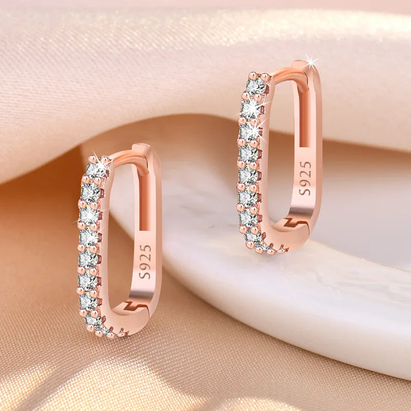 925 Sterling Silver Zircon Buckle Earrings