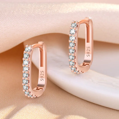 925 Sterling Silver Zircon Buckle Earrings