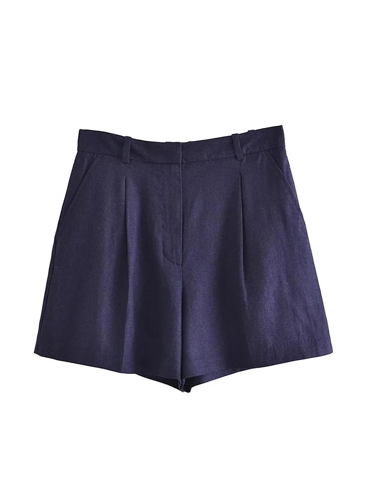 Casual High Waist Wide Leg Shorts Sets